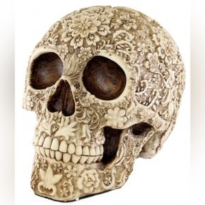 Engraved Floral Skull